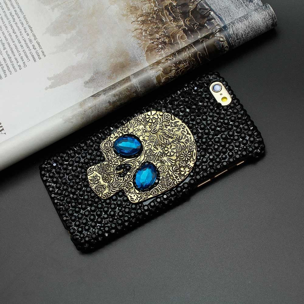 Mobile Phone Protective Shell Black Shell Skull Rhinestone
