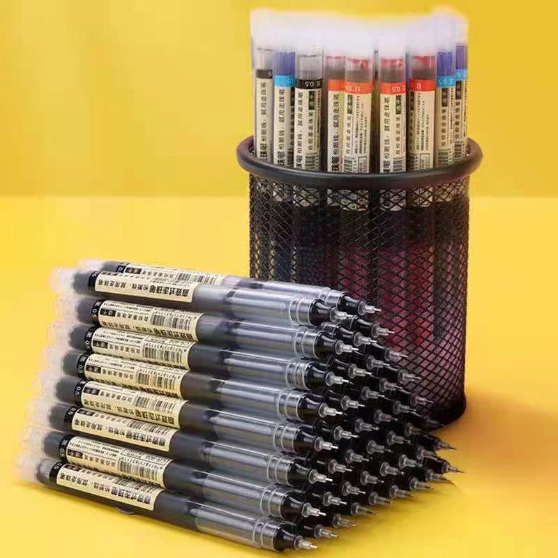 Straight-Liquid Ballpoint Pen 05mm Gel Pen Student Carbon Pen Water-Based Paint Pen Roller Ball Pen Signature Pen