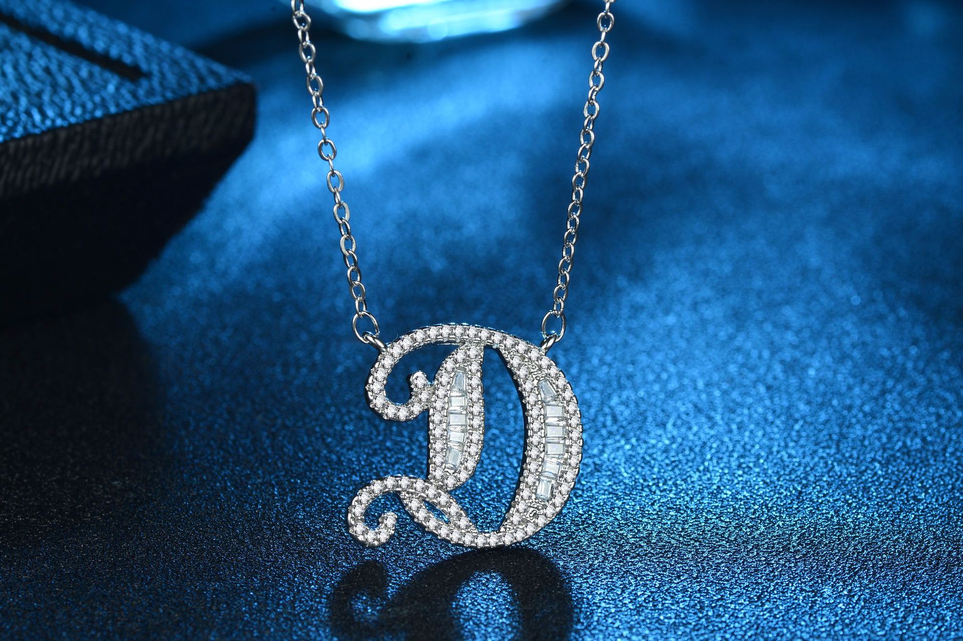 English Letter Super Flash Zircon Necklace