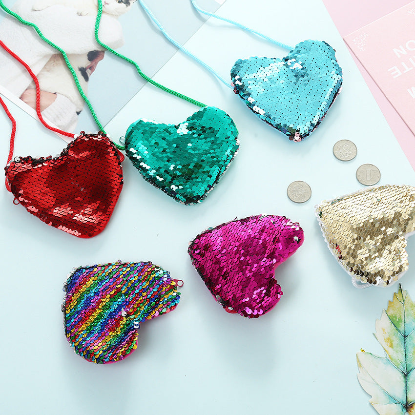 Sequined Purse Love Lanyard Shoulder Diagonal Package