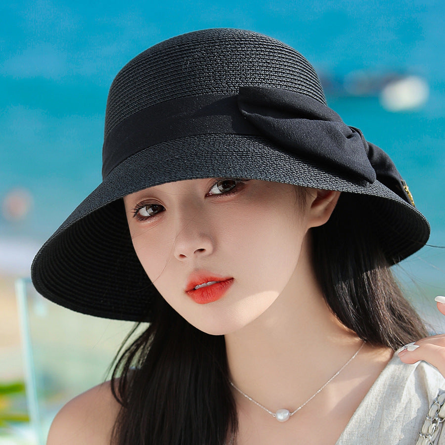 Light Luxury High-End Encryption Straw Summer Wide Brim Show Face Small Temperament Sun Hat