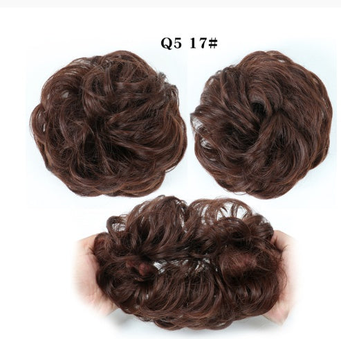 Europe, Japan, and South Korea Popular Hair Bun Fluffy Natural Drawstring Curly Hair Ball Head Hair Ring Hair set Female Hair Accessories Chemical Fiber Hair