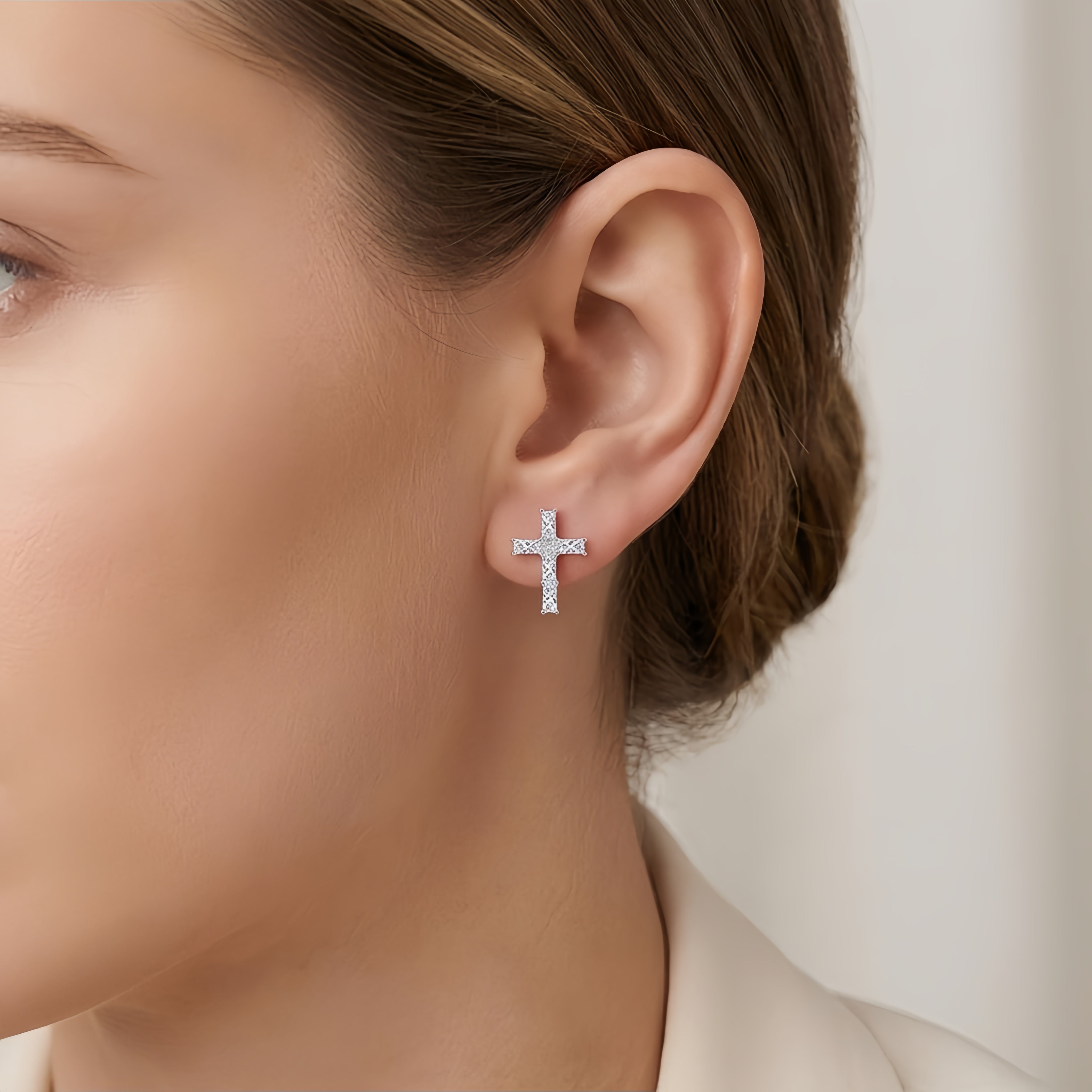 925 Sterling Silver Elegant CZ Cross Earrings: Modern  Jewelry