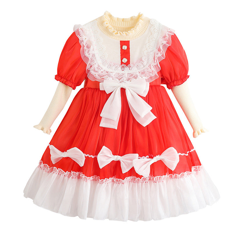 Long Sleeve Small Fragrance Mesh Lolita Princess Dress