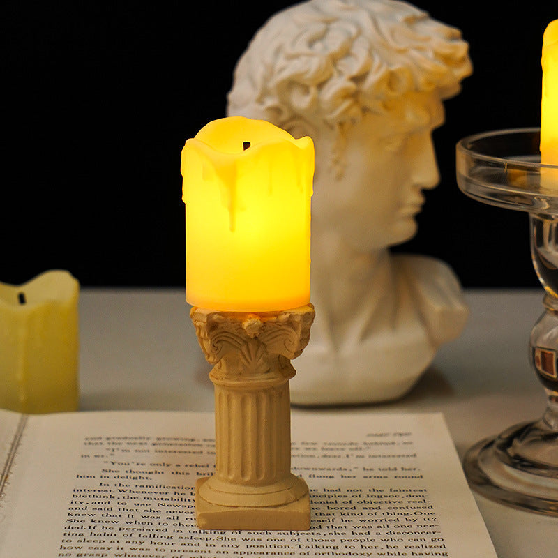 European Retro Roman Column Small Night Lamp Bedroom Dorm Reading