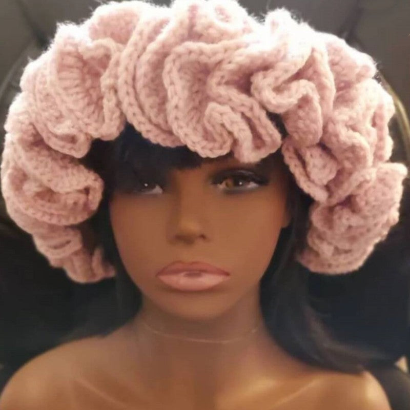 Knitted Lace Bamboo Hat Ruffled Hat Fashion