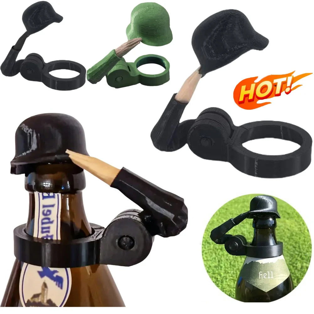 Soldier Salute Beer Bottle Helmet Dustproof Beer Helmet Topper Creative Beer Bottle Cap For Party Bar