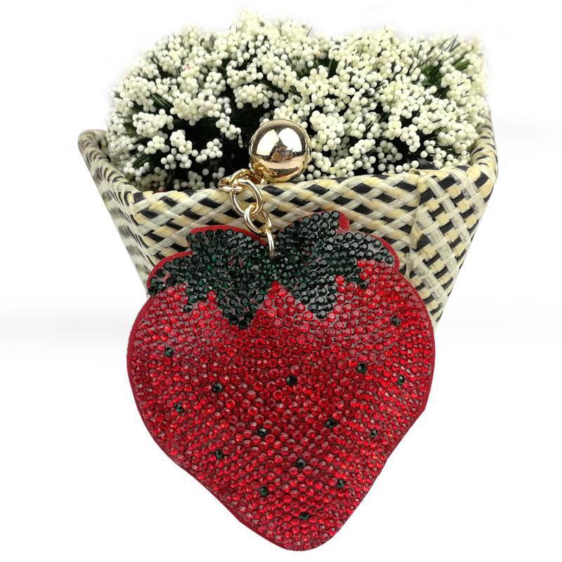 Rhinestone Creative Fashion Ornaments Strawberry Keychain