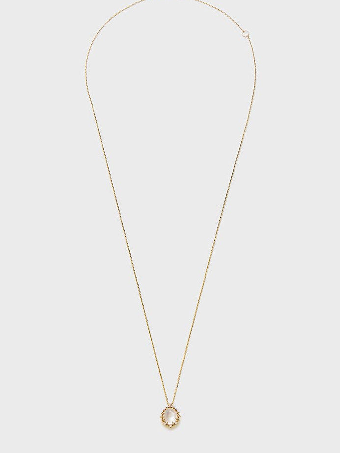 Moonstone Diamond 925 Silver 10k Gold Necklace