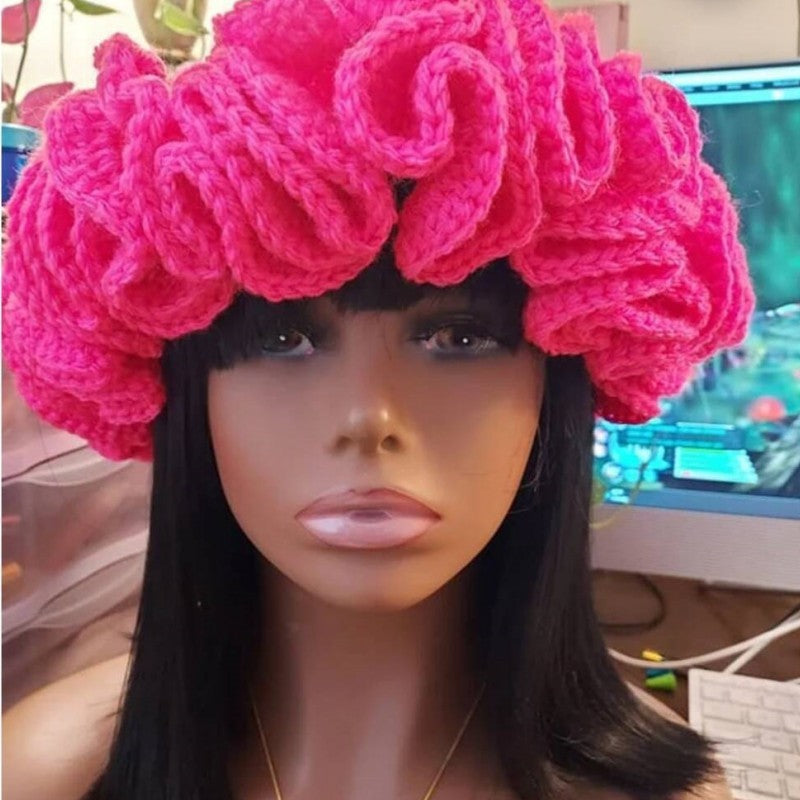 Knitted Lace Bamboo Hat Ruffled Hat Fashion