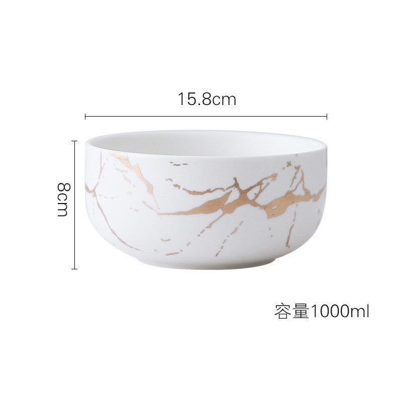 Marble Gold Ceramic Household Plate