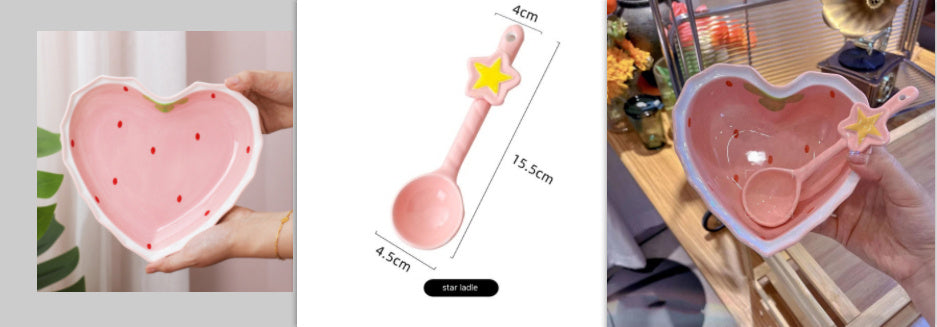 Cute Strawberry Ceramic Love Bowl Shaped