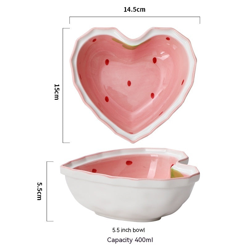 Cute Strawberry Ceramic Love Bowl Shaped