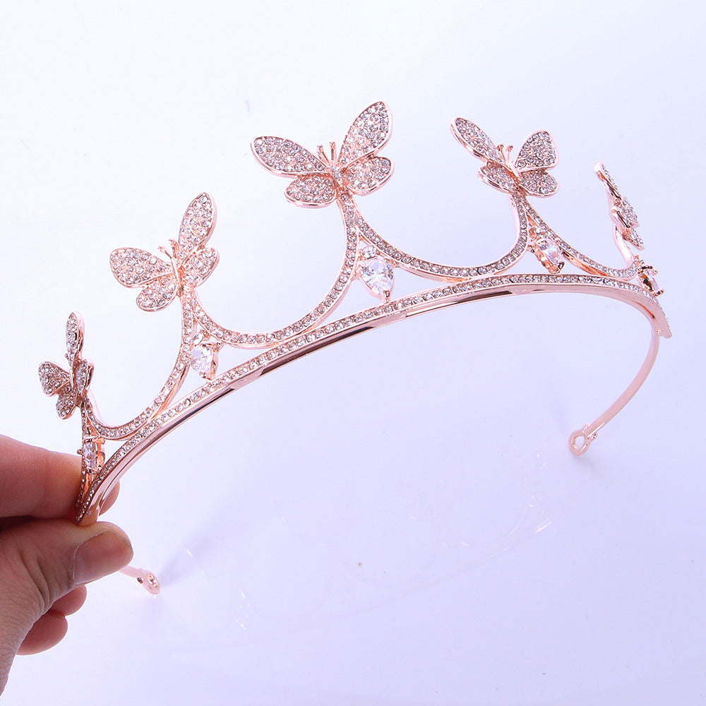 Butterfly Bride Zircon Alloy Crown Tiara Wedding Party Tiara