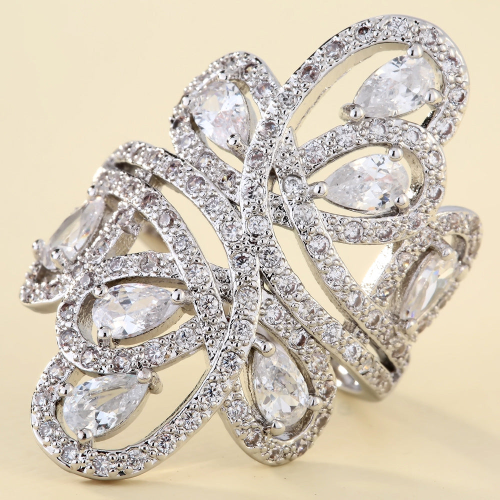Creative Inlaid Zircon Bronze Ring