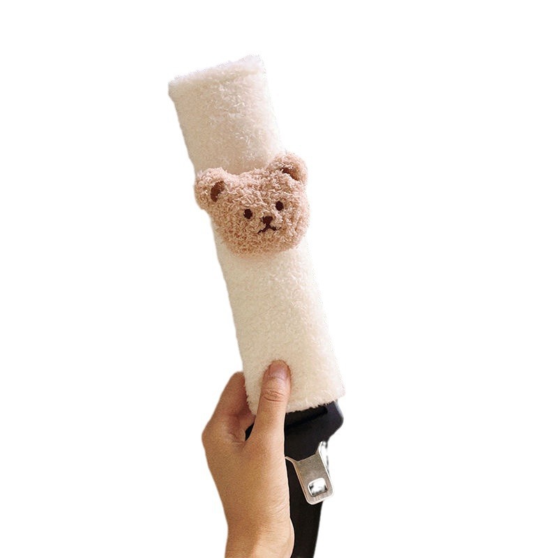 Cartoon Bear Shoulder Sleeve Protective Cover Baby Car Anti-Strangulation Seat Belt