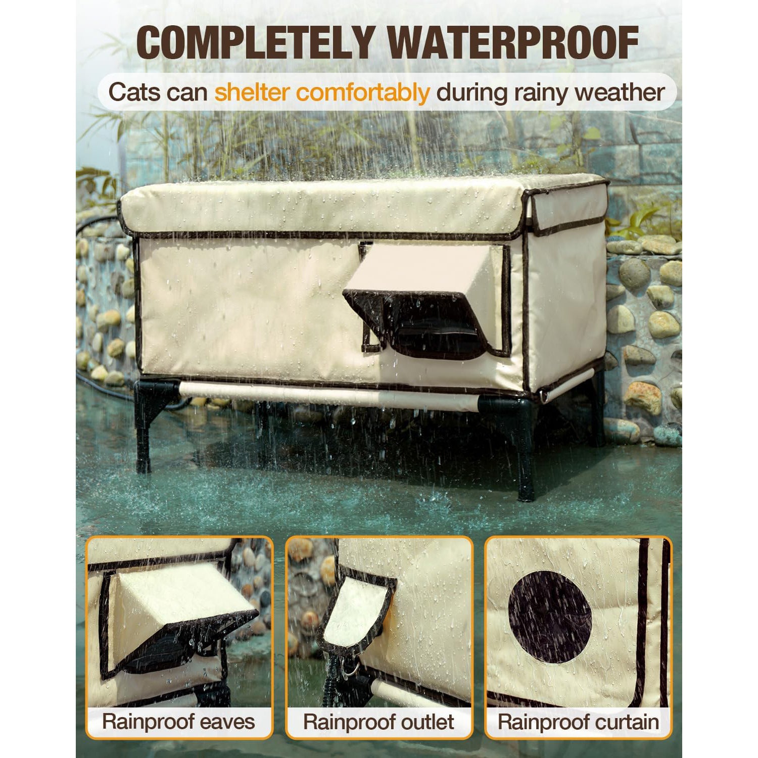 Outdoor PVC Pipe Height Increasing Oxford Cloth Waterproof Cat House
