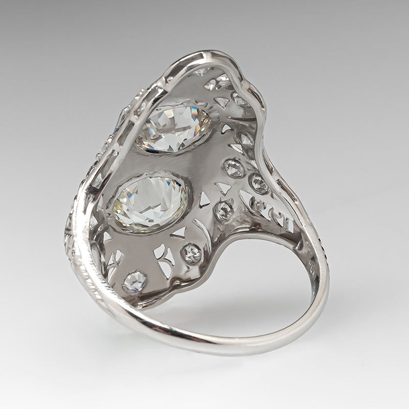Classic Luxury Ring Female Geometric Inlaid Zircon Ring
