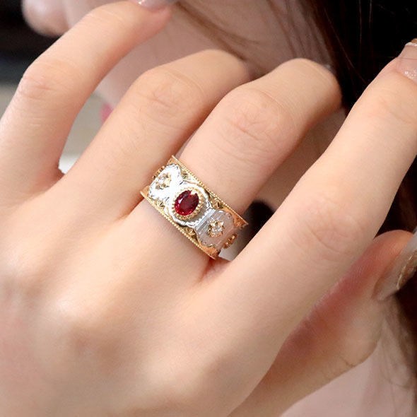Fashion S925 Silver Plated Red Diamond Ring