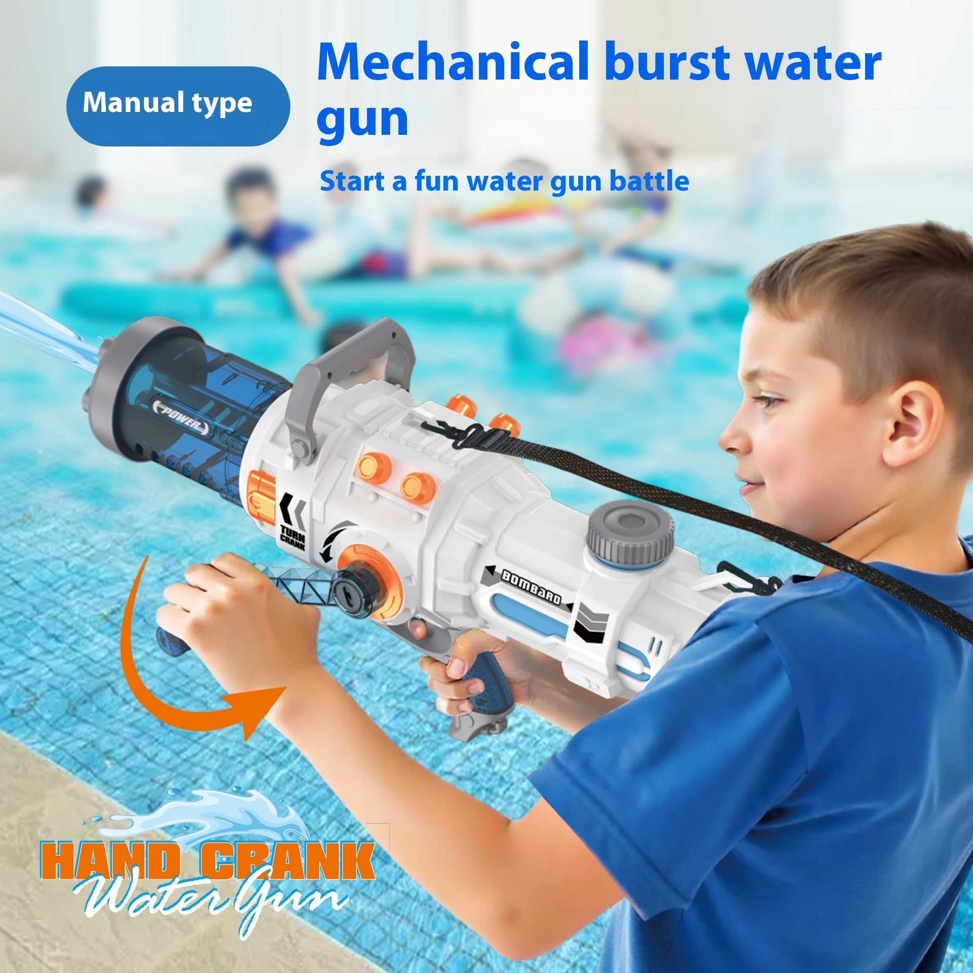Continuous Hair Hand-cranking Gatling Water Gun Large Capacity Toy Water Gun