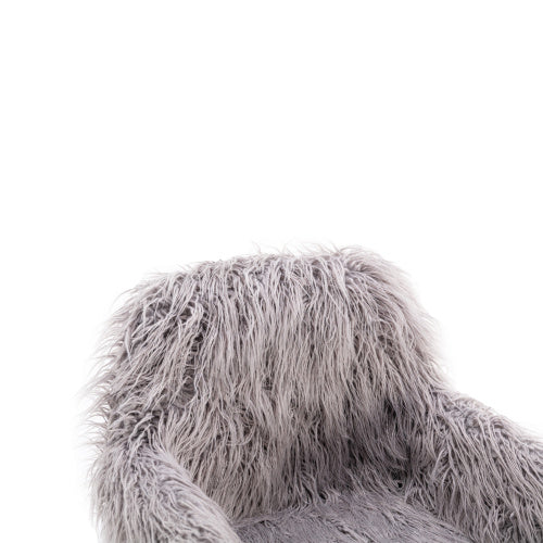 Modern Faux Fur Home Office Chair, Hairy Chair For Girls, Gilded Base Makeup Chair