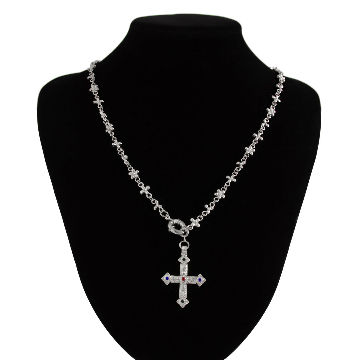 Hip Hop Niche Exaggerated Diamond Studded Cross Necklace