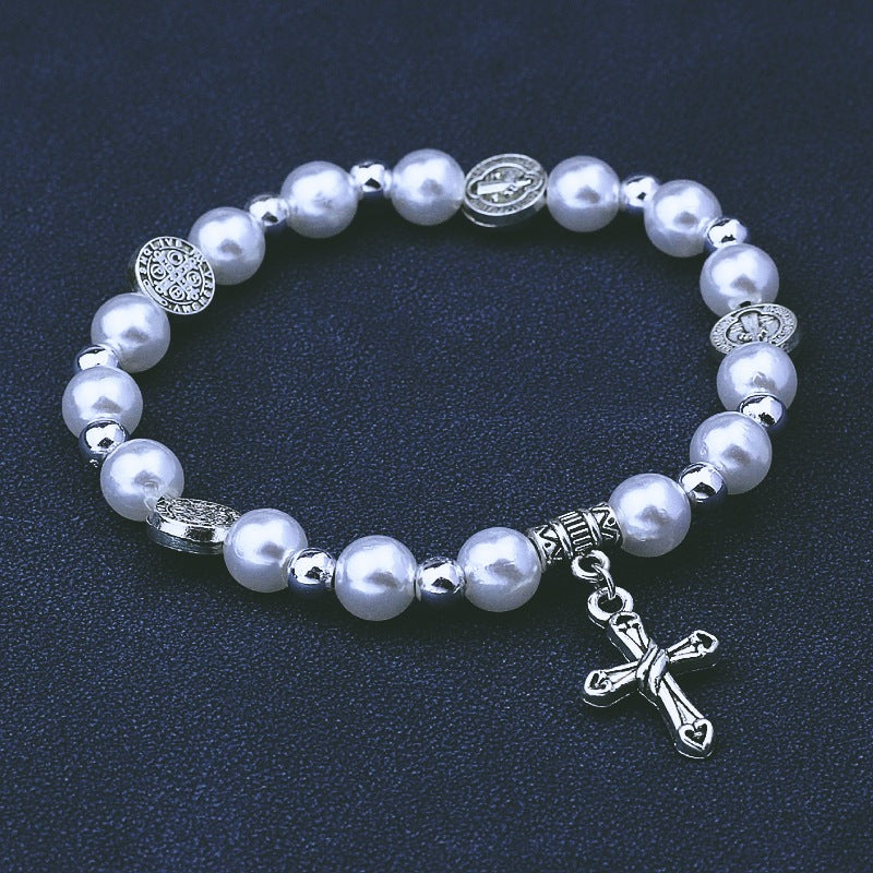 Vintage  Pearl Cross Bracelet