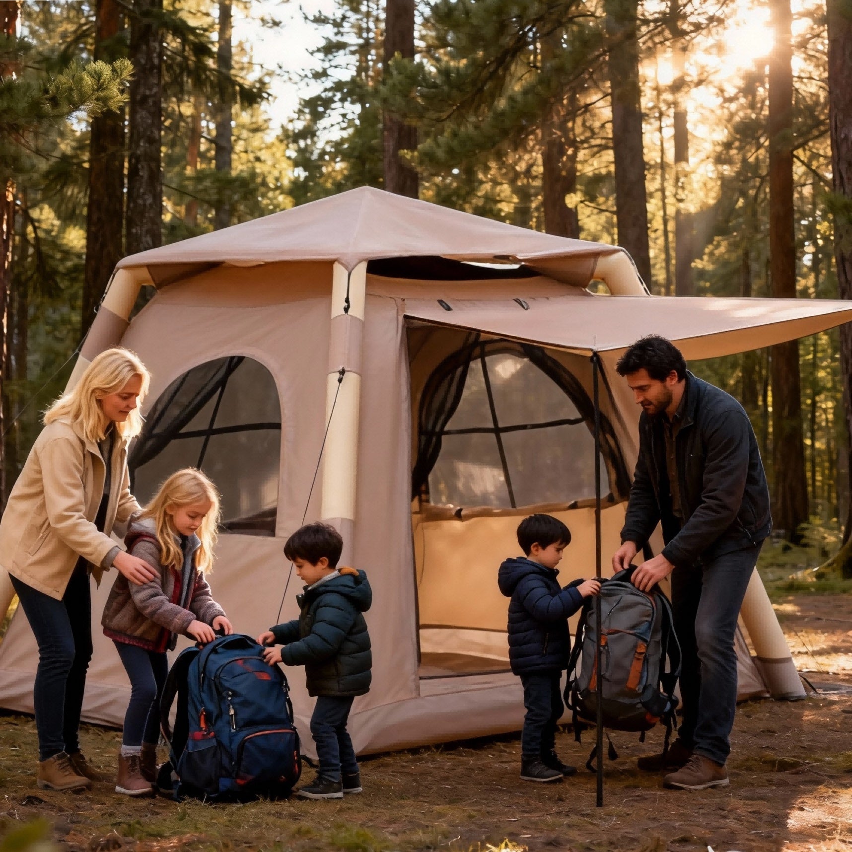 Inflatable Tent Outdoor Tent 2-4 Person Tent Quick-opening Tent Inflatable Tent Hut Tent Camping Portable Tent Windproof Tent Family Party Tent Pop-up Tent Shading And Waterproof Tent Camping Tent