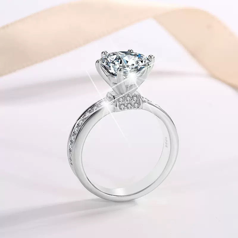 Elegant 1 Carat Six-Prong Wedding Ring Light Luxury Adjustable Couple Ring For Women