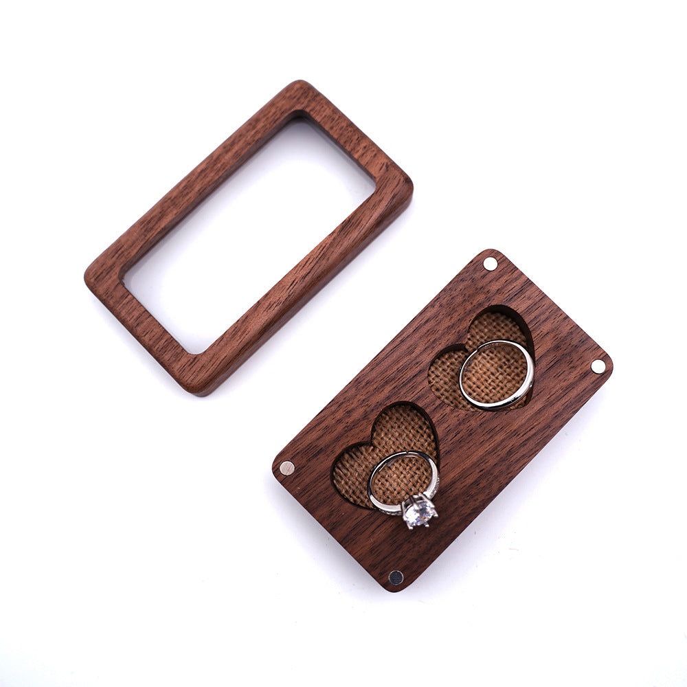 Solid Wood Window Ring Pendant Jewelry Box