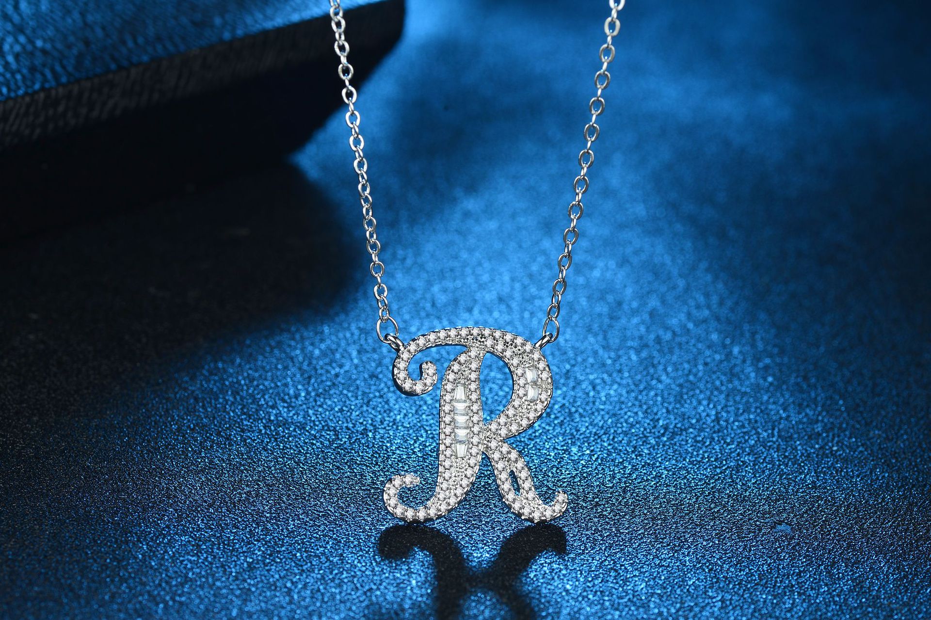 English Letter Super Flash Zircon Necklace