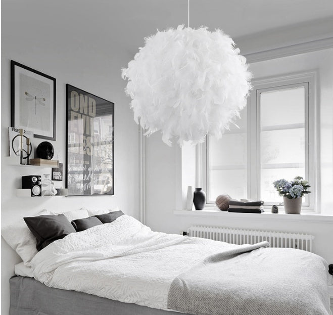 Round Feather Chandelier