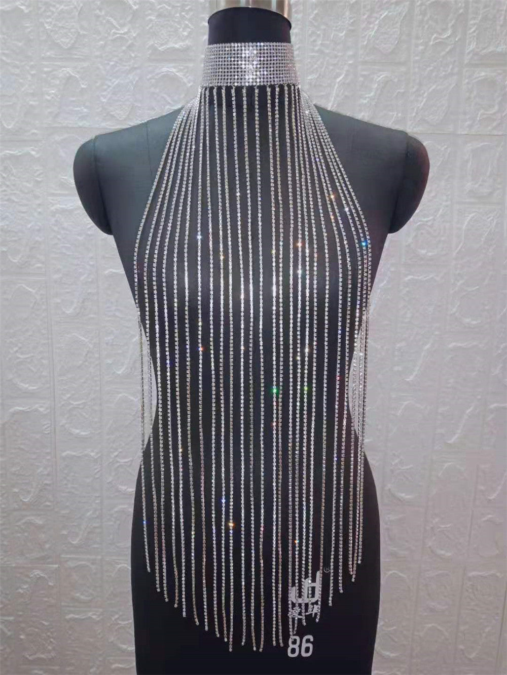 Women's Diamond Exaggerated Long Fringe Scarf Tank Top