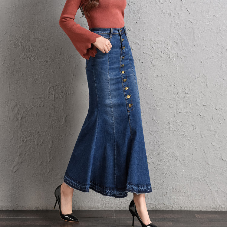 Button Up Mermaid Denim dress