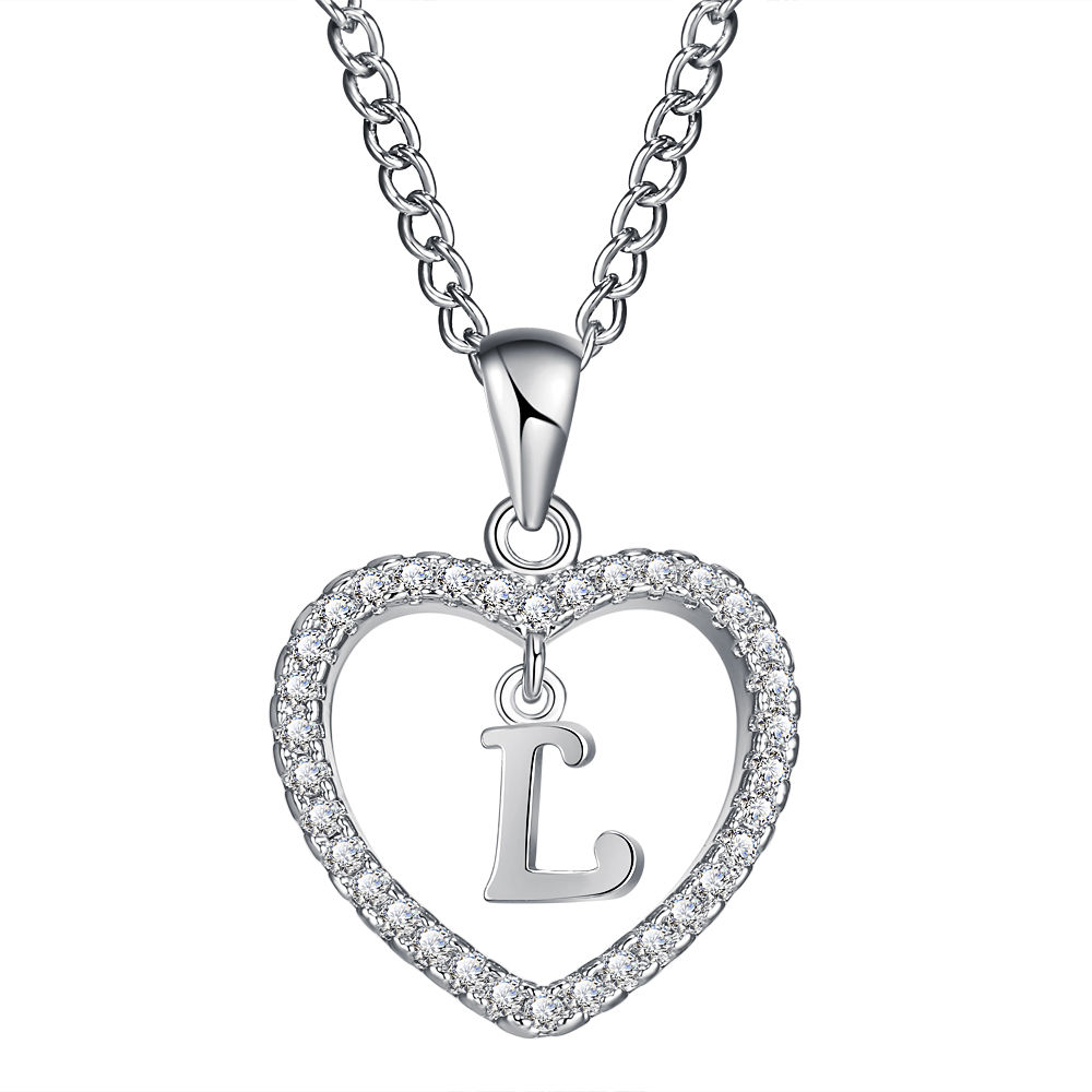 26-Letter Zircon Heart Necklace