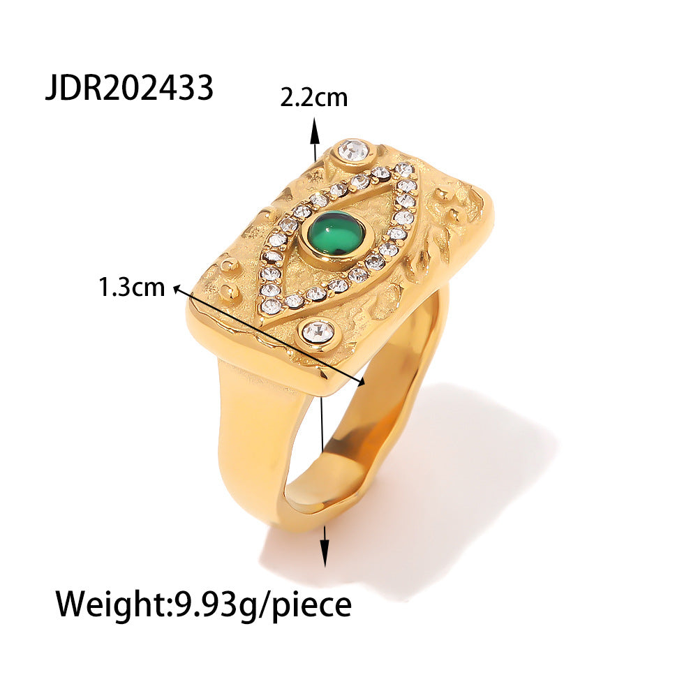 18K Gold-Plated Inlaid Zircon Square Plate Ring