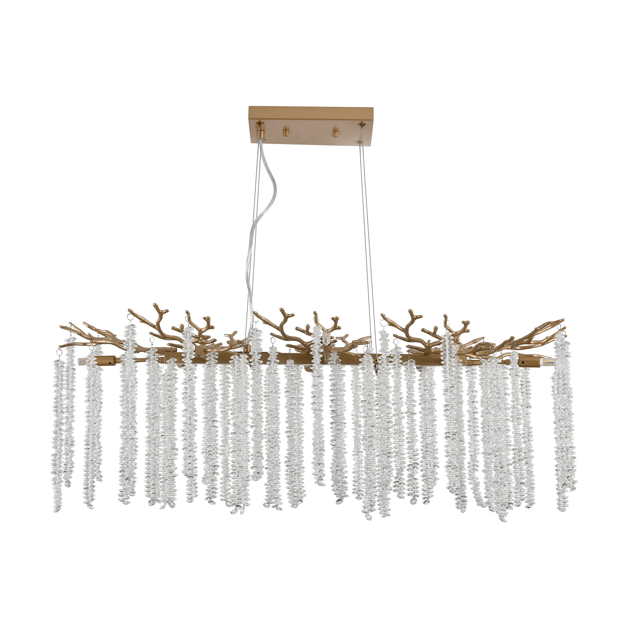 39-inch Modern Golden Pendant Light With Cascading Crystal Strands, Ideal For Living Room, Dining Room And Foyer, High-End Decorative Lighting Fixture Bulb Not Included