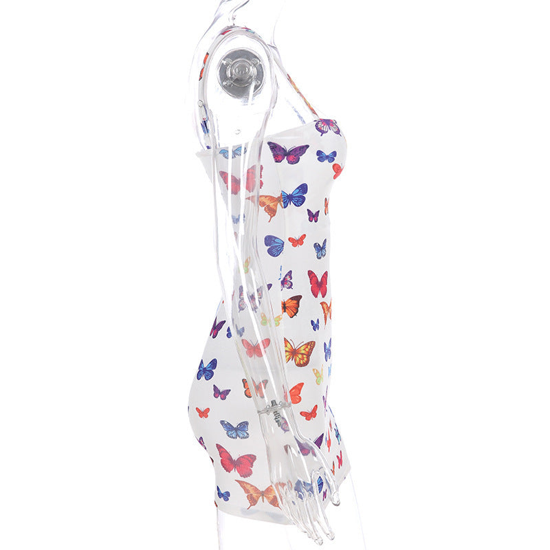 Velvet Butterfly Print Dress