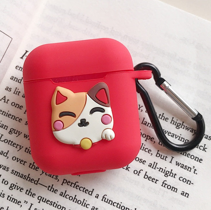 Compatible with Apple, AirPods Protective Jacket Cute Cartoon Silicone Anti-Falling Earphone Jacket Japanese Korean Women''s Key-Clasp Hanging Rope