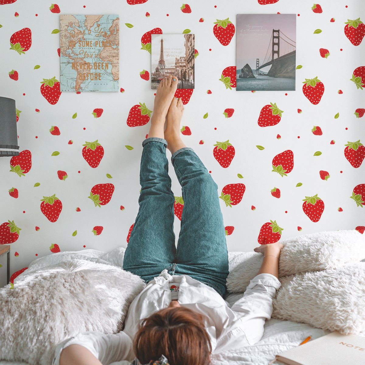 Creative Strawberry Background Wall Stickers