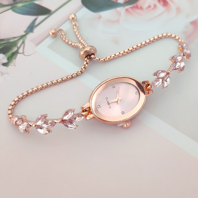 Wheat Diamond Women's Watch Free Adjustment Pull-Out Women's