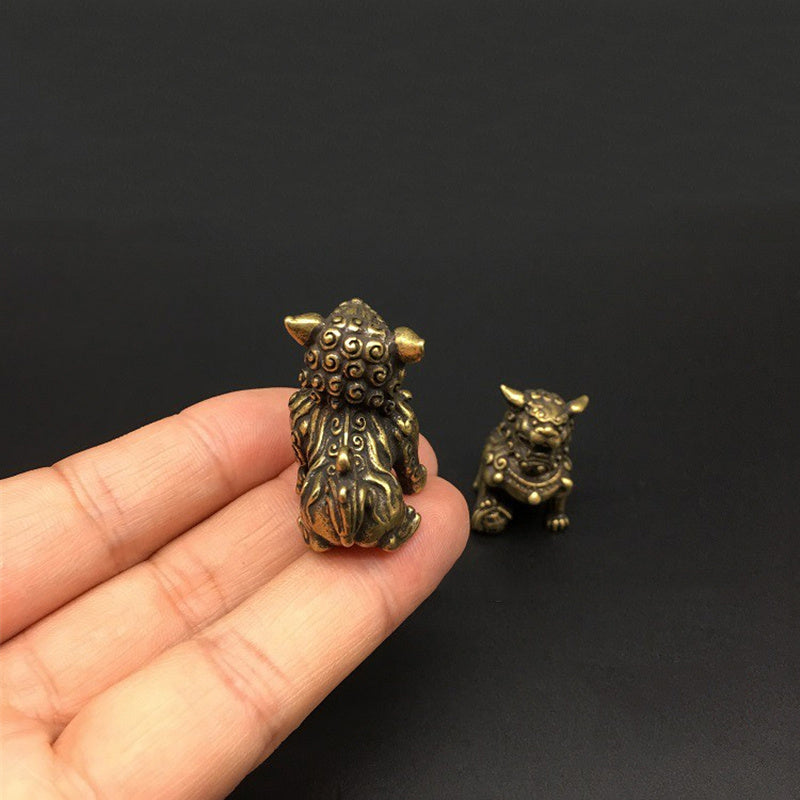 Vintage Brass Lion Pair Tabletop Ornament