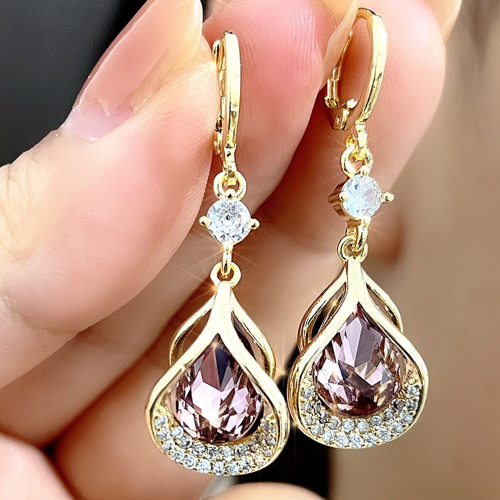 Micro Inlaid Zircon Exquisite Elegant Luxury Light Luxury High-End Earrings