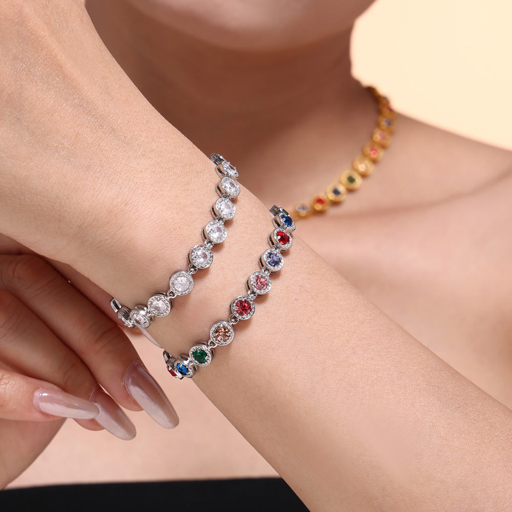 European And American Style Color Zircon Necklace High Sense Graceful And Fashionable