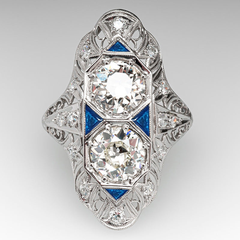 Classic Luxury Ring Female Geometric Inlaid Zircon Ring