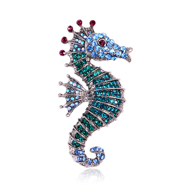Seahorse Rhinestone Brooch