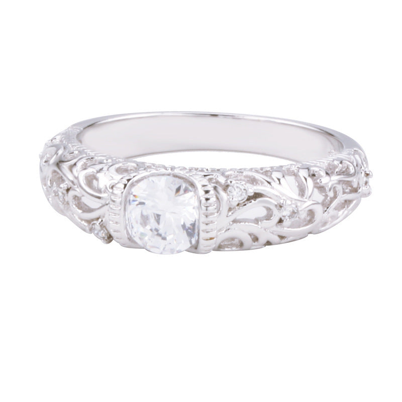 Platinum White Gold Zircon Ring