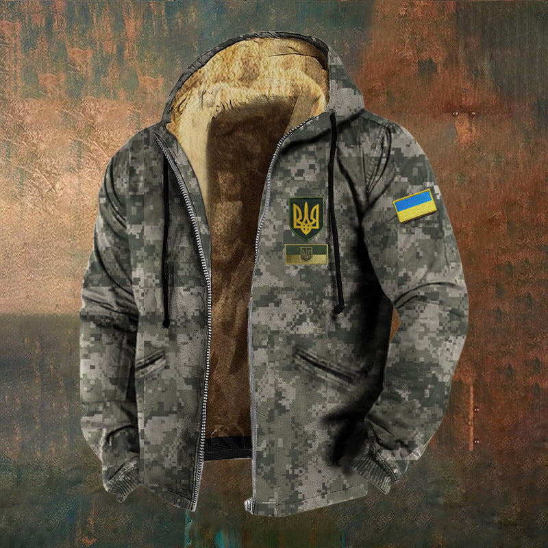 3D Digitalprint Mens Fashion Vintage Hooded Zipup Jacket