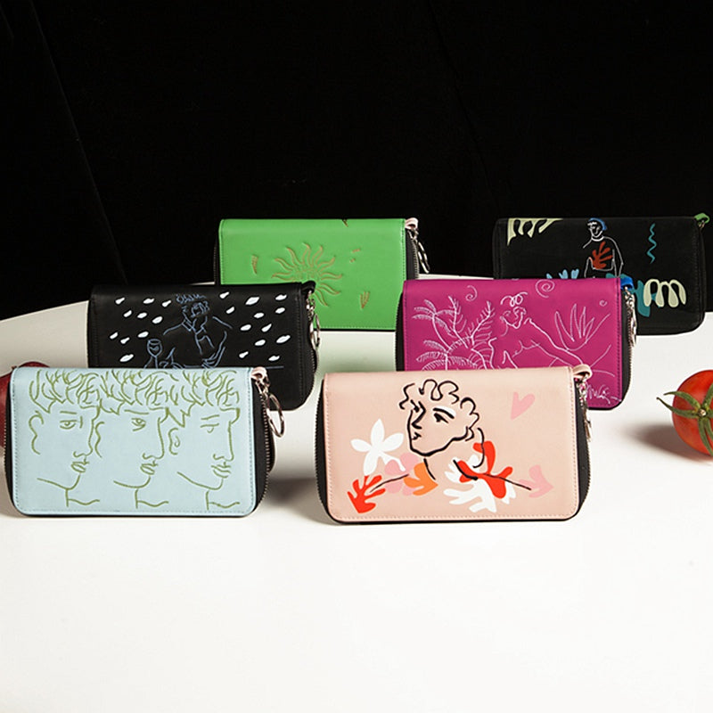 YIZISToRE New Creative PU Leather Women Crossbody Long Wallets Fashion Bags in LINES Series(FUN KIK Store)