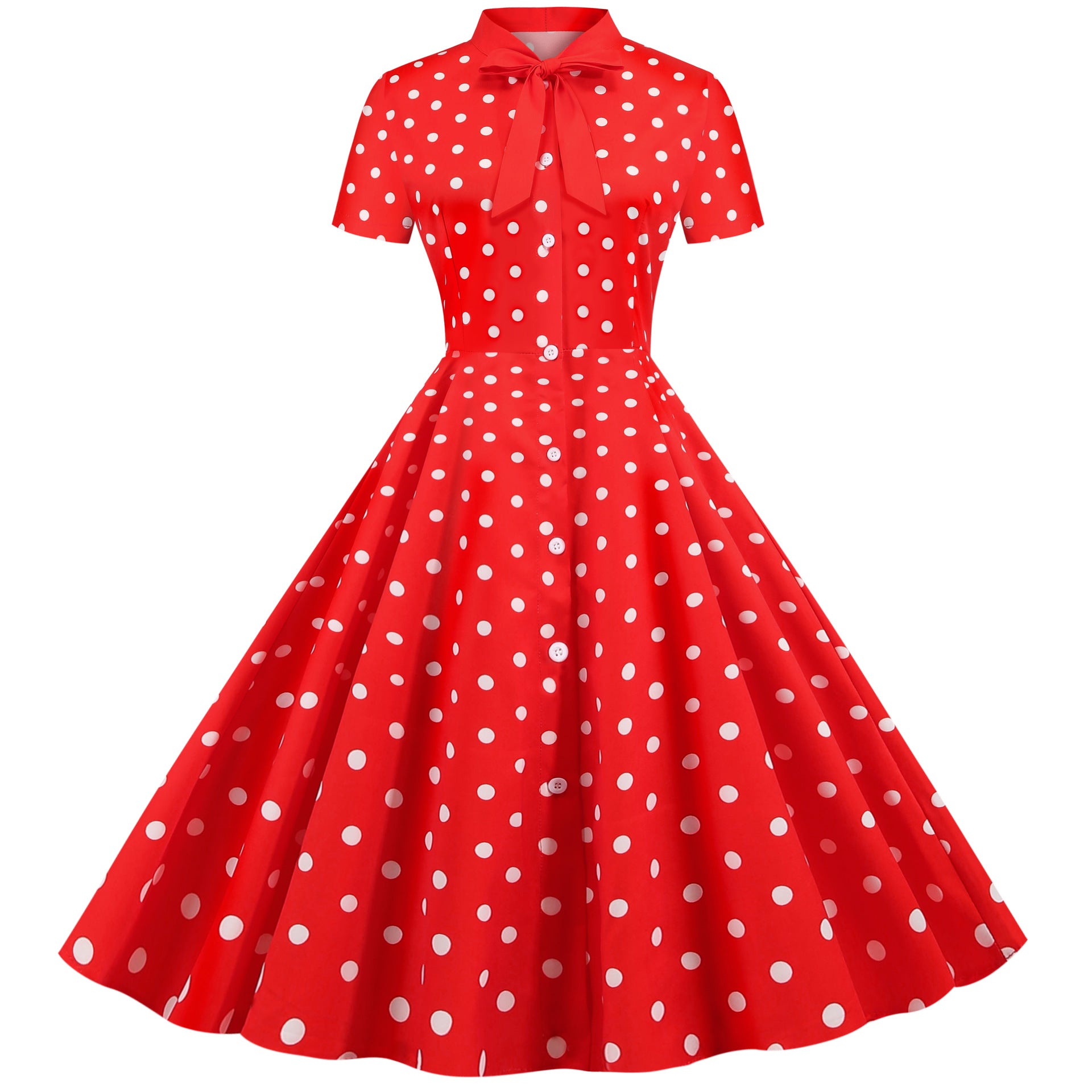 Waist Slimming Printed Large Swing Dress